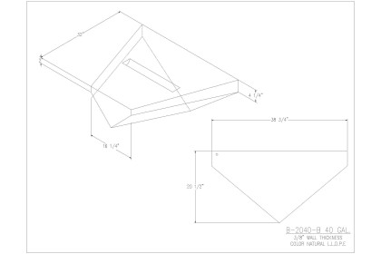 40 Gallon V-Shaped Bow Boat Blank Water/Holding Tank - B-2040-B