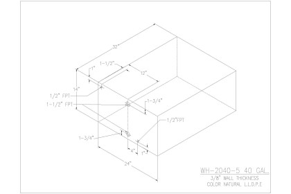 40 Gallon Water/Holding Tank - WH-2040-5 