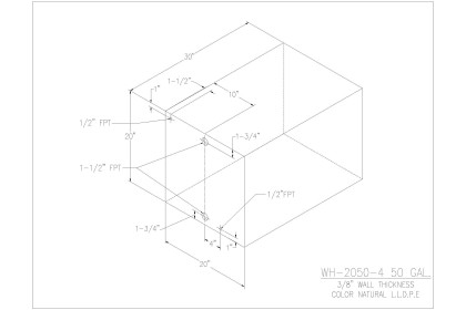 50 Gallon Water/Holding Tank - WH-2050-4