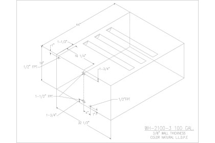 100 Gallon Blank Water/Holding Tank - WH-2100-3